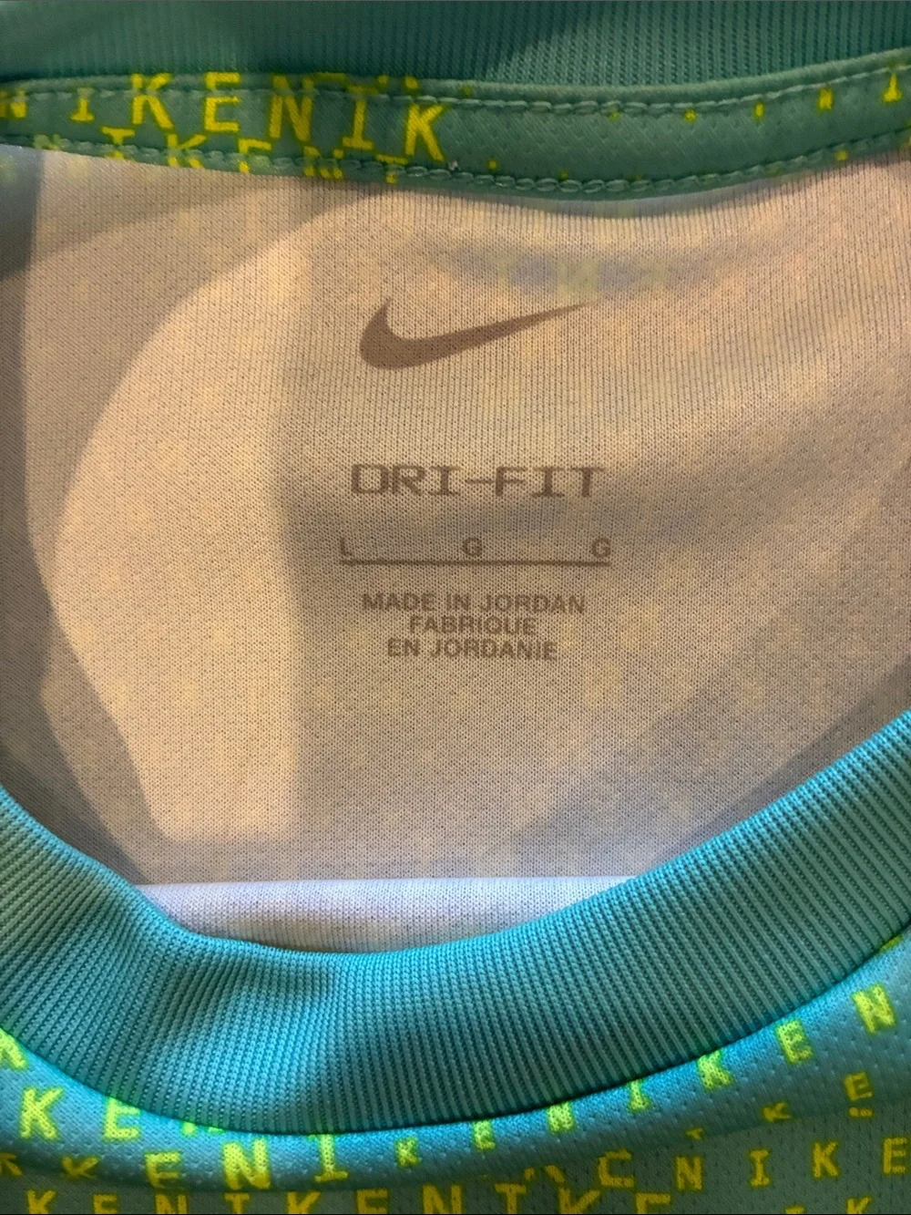 Nike Teal and Neon Green Kids' Short-Sleeve Athletic Tee